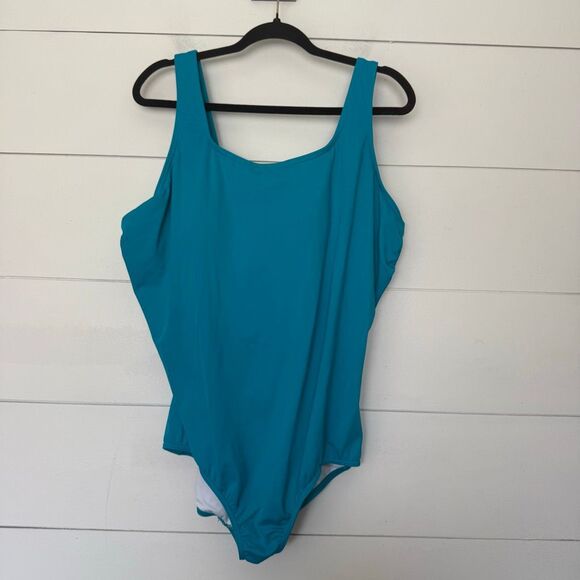 Lands End Women’s 24WL Blue One Piece Swim Beach Pool Ocean Plus Size - Picture 1 of 5